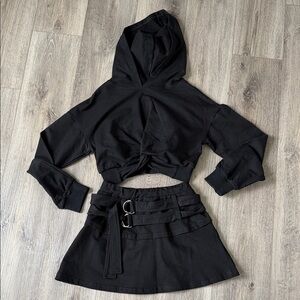 Stylish Black Women's Sweatshirt and short skirt set